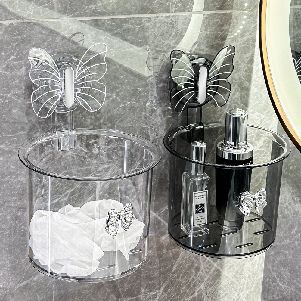 Khăn lau mặt cốc hút bướm, hộp đựng thứ cấp, phòng tắm treo tường, khăn lau mặt bỏ đi, giá đỡ khăn bông mềm