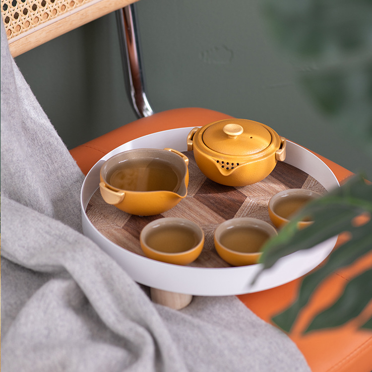 Bộ trà Kung Fu, một bình gốm sứ, một cốc, ba cốc, cốc hành trình Nhật Bản, bộ trà du lịch, bộ nhỏ di động