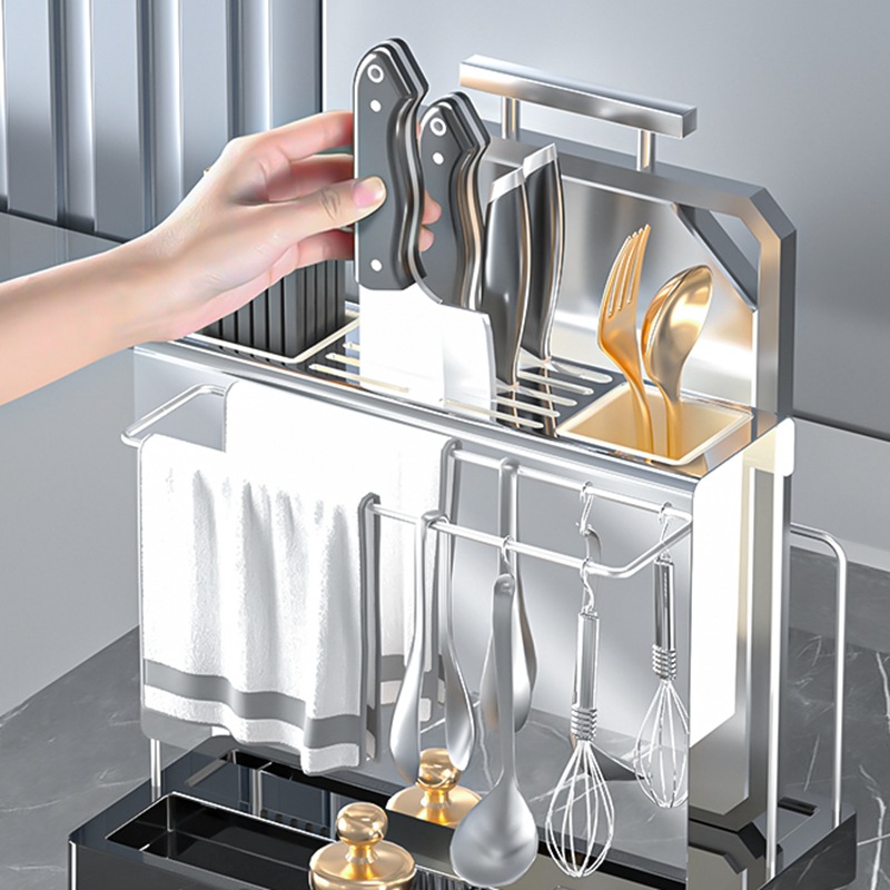 Giá để dao, giá để đồ, mặt bàn bếp đa chức năng, giá để dao, thớt, ống đũa, Giá để đồ, giá để đồ tích hợp dao