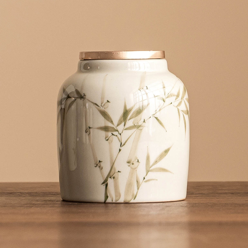 Bình trà gốm sứ xanh ngọc bích, bình kín, phụ kiện bộ trà gia dụng, bình đựng trà thanh lịch, bình đựng đồ, chống ẩm, chống bụi