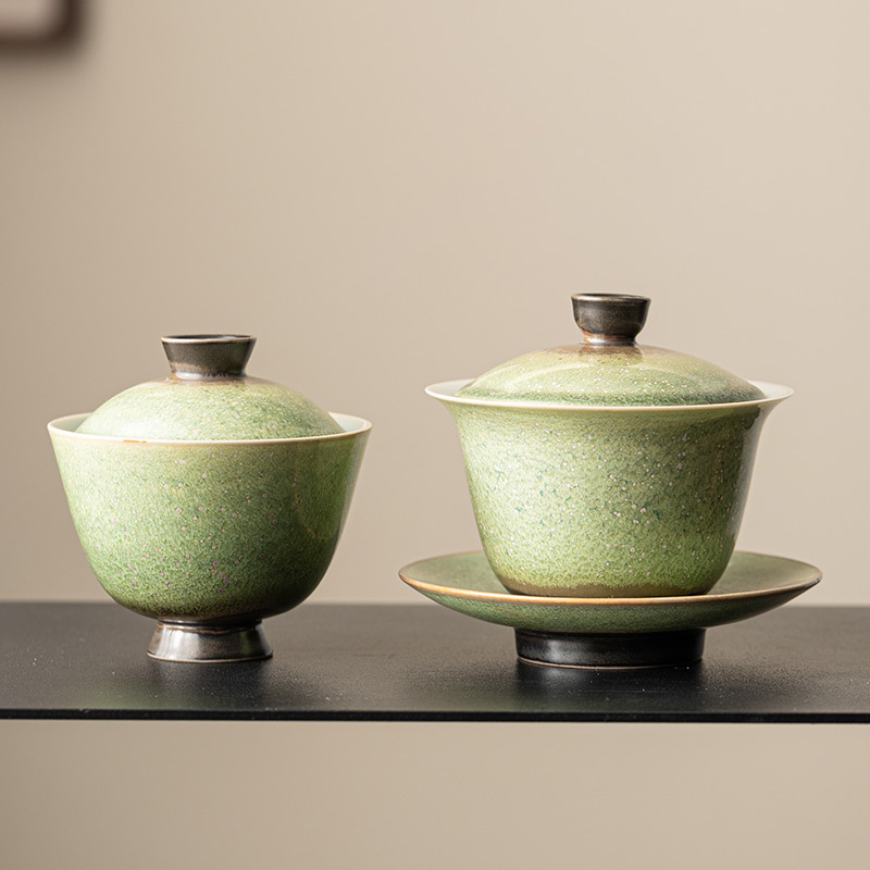 Bát có nắp tam tài cổ điển lò nung, bát pha trà gốm sứ, bộ trà Kung Fu gia dụng cao cấp, bát cầm tay phục trà chống bỏng