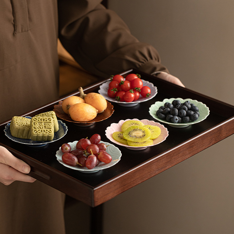 Đĩa nhỏ sóng biển Yunjian Đĩa trái cây gốm sứ kiểu Trung Quốc Đĩa giải khát Bàn cà phê phòng khách Đĩa bánh ngọt Đĩa bánh ngọt Đĩa hạt dưa