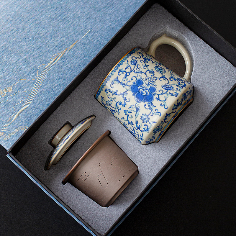 Cốc trà gốm sứ có nắp cốc nước tách trà gốm sứ cốc pha trà gia dụng cốc cốc văn phòng quà tặng