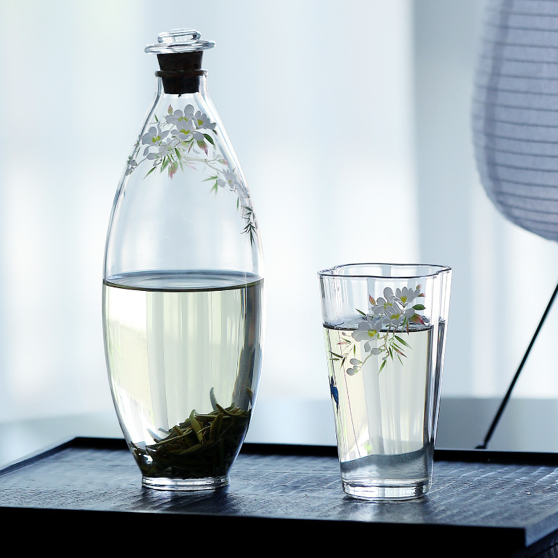 Mùa xuân trở lại thủy tinh borosilicate cao cấp lạnh pha chai mùa xuân trà xanh trà hộ gia đình đa chức năng thủy canh hộp đựng bình cắm hoa