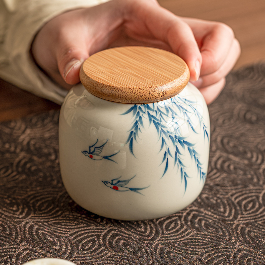 Nuan Ying Xinliu, bình trà, bình gốm kín, bình đựng đồ mini chống ẩm cỡ nhỏ cầm tay cao cấp