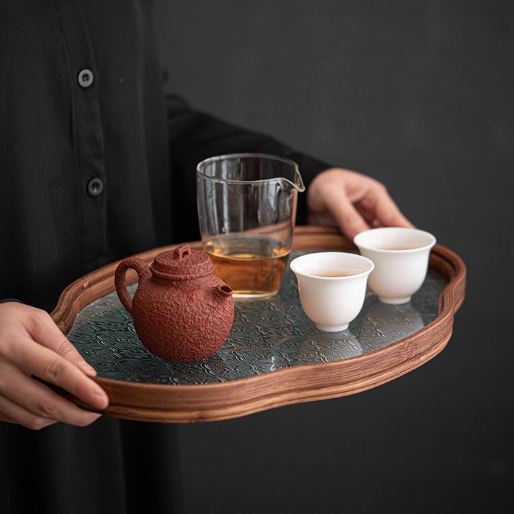 Nhà Máy Bán buôn Khay trà thủy tinh kiểu Nhật Khay trà tre cổ điển Khay lưu trữ đồ ăn nhẹ trái cây phòng trà gia dụng đơn giản