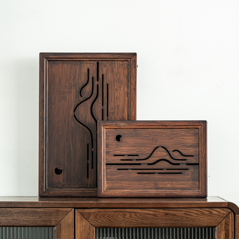 Khay trà tre núi cao Guanshanyue, khay pha trà phòng khách, khay pha trà chứa nước và thoát nước, khay pha trà khô, khay đựng trà Kung Fu