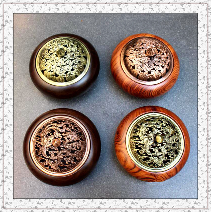 Lư hương gỗ đàn hương đen đồ trang trí trà đạo Kung Fu