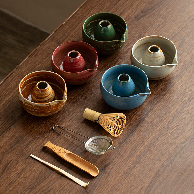 Đặt hàng xuyên biên giới, bộ matcha gốm sứ, bát có miệng, dụng cụ pha trà có giá trị cao, bát matcha Nhật Bản có bộ