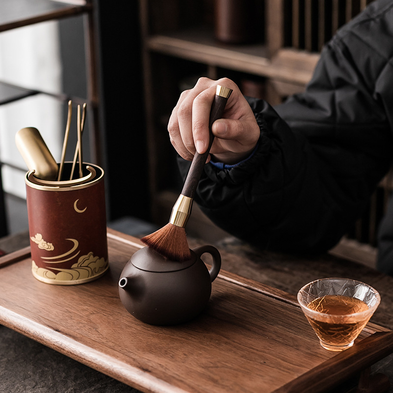 Phụ kiện Bộ Trà Công Phu sáu quý ông trà đạo bằng đồng sơn mài Hộp đựng bút văn phòng Bộ trà đạo Bộ dụng cụ pha trà