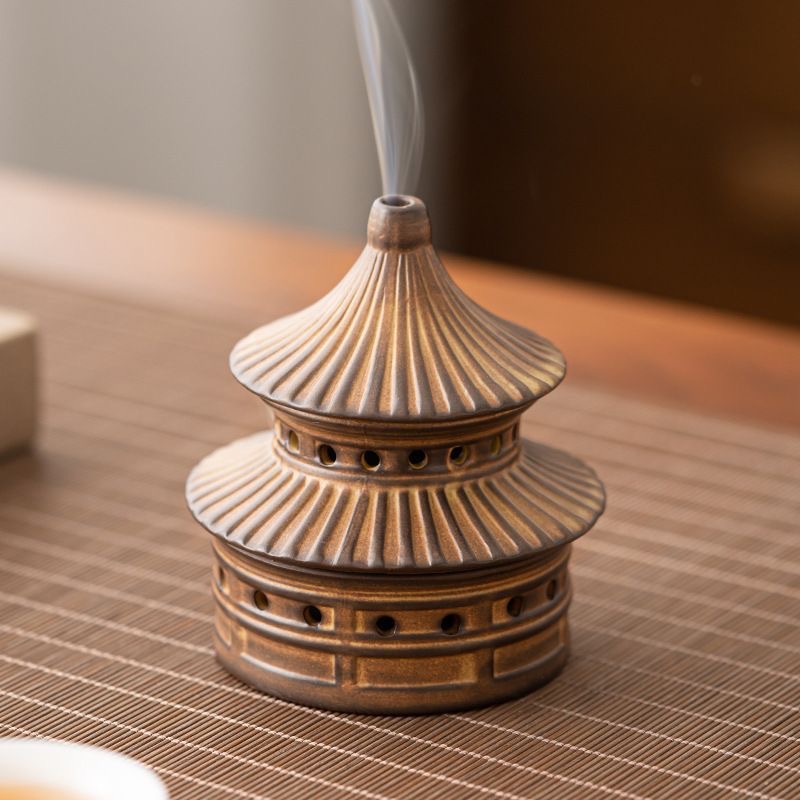 Lư hương gốm sứ Thiên Đàn trong nhà lư hương gỗ đàn hương kiểu Trung Quốc lư hương trầm hương đồ trang trí lư hương chùa