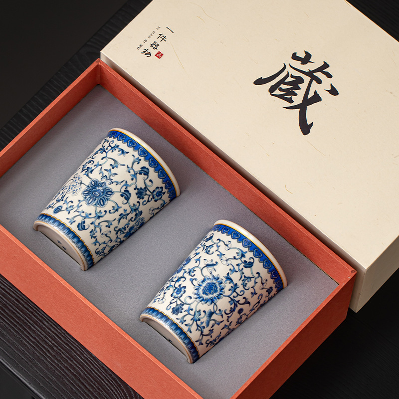 Cốc cốc cốc cốc cốc cà phê hoa sen xanh trắng cao cấp Ru Kiln cốc chủ nhân cốc trà chuyên dụng cá nhân cốc uống trà dung tích lớn cốc đơn