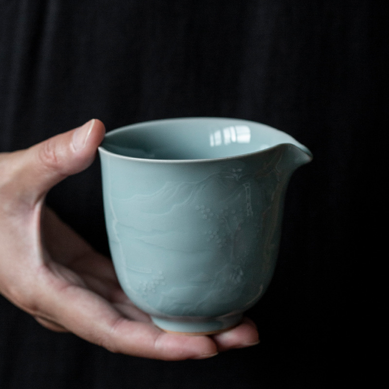 Cốc công bằng men ngọc chạm khắc bóng gia dụng, cốc lọc trà, Bộ trà Kung Fu, bộ trà, phụ kiện trà biển, tách trà