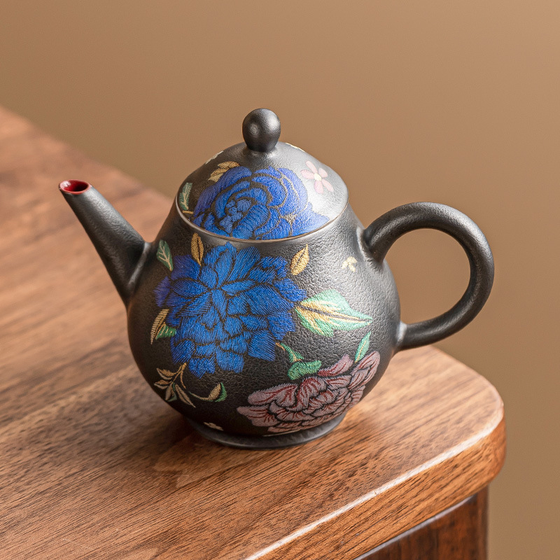 Ấm trà hoa rang Kesi ấm cầm tay tinh xảo cao cấp gốm sứ ấm hình quả lê Mohua lộng lẫy dụng cụ pha trà gia dụng không nóng tay
