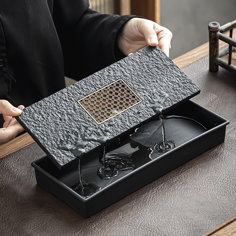 Bán buôn khay trà đá Ujinshi giả Bộ trà gia dụng sang trọng nhẹ bàn trà loại nhỏ có ngăn chứa, ngăn ráo, khay pha khô, Biển Trà