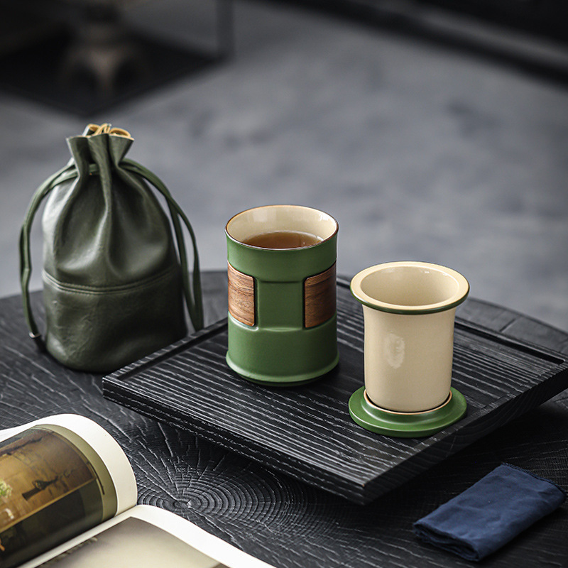 Bộ dụng cụ trà gốm sứ cốc văn phòng thời trang đơn giản cốc nước cá nhân gia dụng ấm pha trà cầm tay quà tặng doanh nghiệp logo