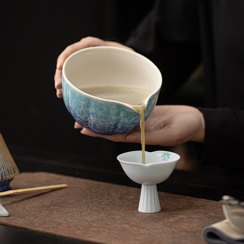 Lò nung sáng tạo thay đổi đá hoa gốm sứ Matcha bát cốc trà đứng phụ kiện dụng cụ trộn bọt dụng cụ pha trà giả Song