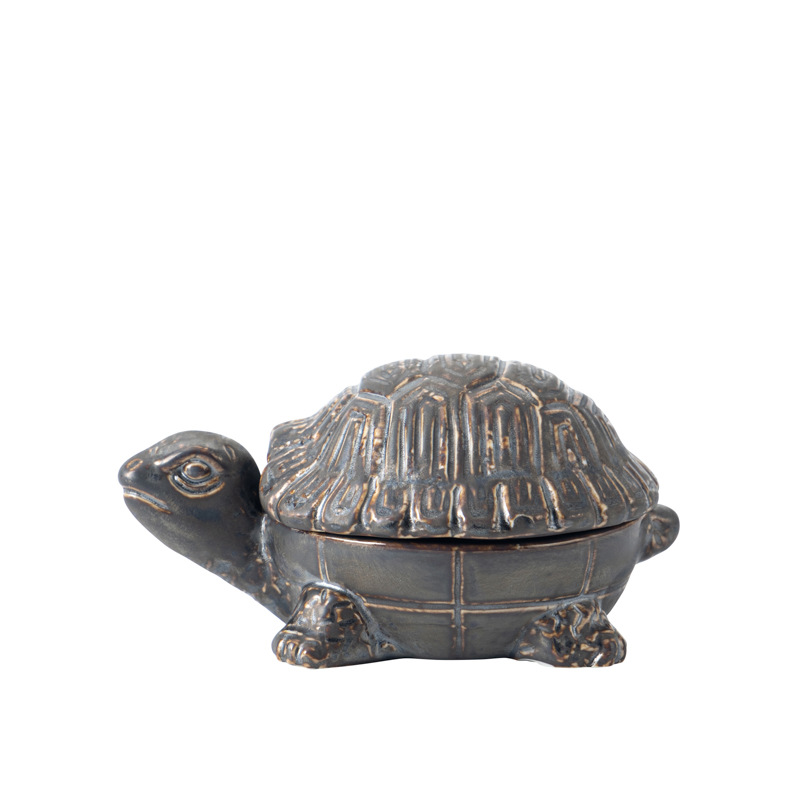 Rùa trường thọ gạt tàn gốm nhỏ trà thú cưng văn phòng nhà phòng khách có nắp chống tro bay phong cách Trung Hoa đồ trang trí dễ thương trang trí