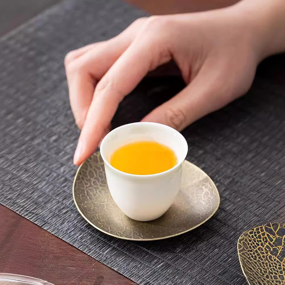 Lót cốc bằng đồng, khay đựng cốc kiểu Nhật Zen kiểu mới, tách trà đạo Kung Fu, đệm cách nhiệt, Bộ trà kim loại, đệm ăn, phụ kiện