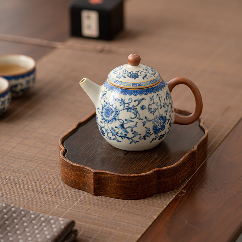 Bộ dụng cụ pha trà Kung Fu lò Ru trắng ấm pha trà gia dụng cốc pha trà văn phòng cao cấp sang trọng nhẹ tay quà tặng