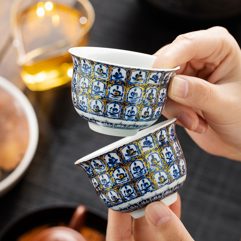 Cốc gốm sứ tráng men Ngàn Phật Cốc tròn Cốc trà Cốc chủ cao cấp chuyên dụng cá nhân Cốc trà Chén trà Bộ trà Kung Fu