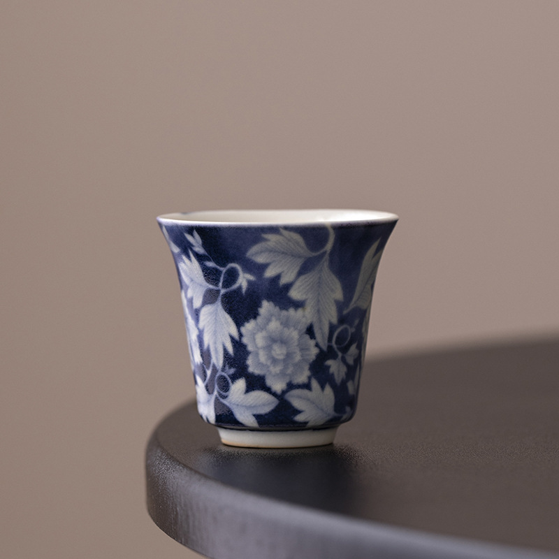 Cốc trà màu xanh và trắng Yuan cổ kính tráng men cốc trà bộ trà Kung Fu cốc trà gốm thô đơn gia dụng cốc trà