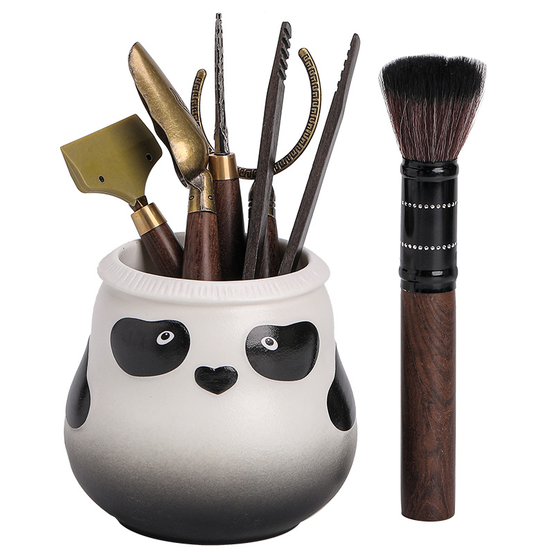 Bộ trà đạo gấu trúc sáu quý ông đồ trang trí đồ trang trí bàn để bàn làm việc bằng gốm sứ gia dụng