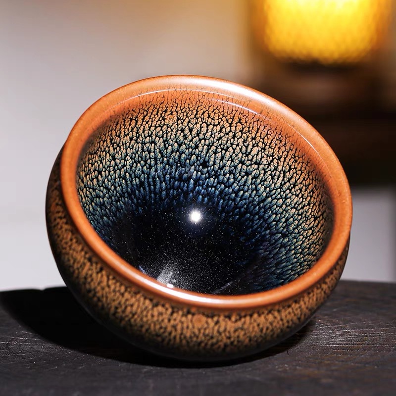 Jianyang Jianzhan Golden Partridge Master Cup Cốc đơn Chén trà gốm sứ Trà chén làm bằng tay lốp sắt nhỏ giọt dầu Vàng Partridge Spot Quà Tặng
