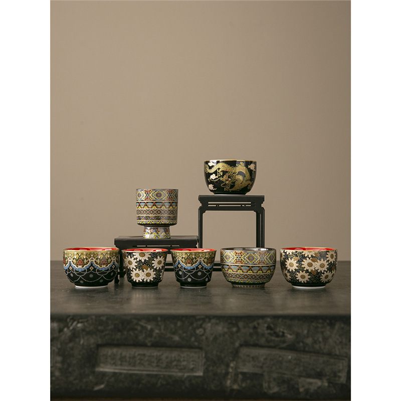 Đôn Hoàng hoa hướng dương mở cốc chủ cốc trà cốc trà mạ vàng chuyên dụng cá nhân dụng cụ trà Kung Fu tráng men cao cấp