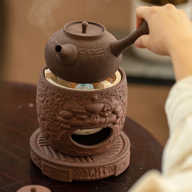 Bếp than, nồi nấu, Bộ dụng cụ pha trà, đèn cồn, đun nước ngoài trời, tay cầm bên gốm sứ