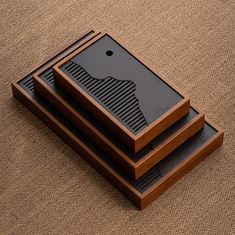 Khay thoát nước gia dụng biển trà sang trọng, khay trà kiểu trữ nước bằng tre đơn giản, bàn trà pha khô loại nhỏ một người