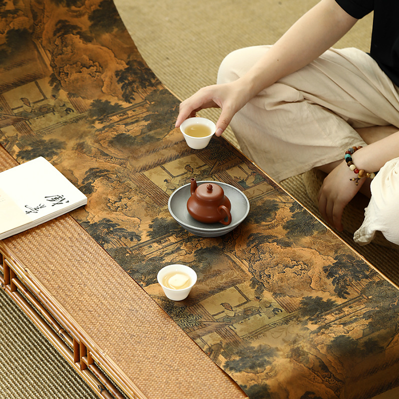 Bán buôn sợi mây thơm phong cách Trung Quốc hai mặt ghế trà Chống Thấm Phong cách cổ điển in và nhuộm Khăn trải bàn trà Zen ý phụ kiện trà đạo