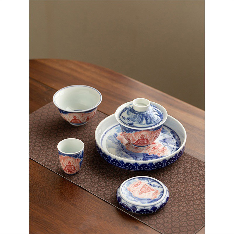 Vân Thủy Thiền Tâm gốm sứ tam tài có nắp ấm chén chén chén chén chén chén chén chén chén chén chén chén trà gia dụng chống bỏng tay bộ nhỏ