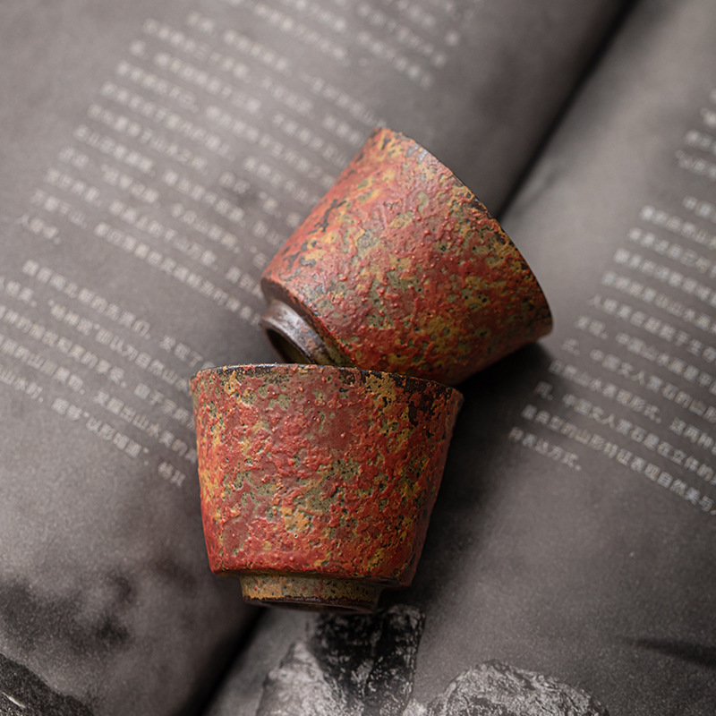 Cốc móng ngựa đỏ Manshan cốc trà gốm sứ cổ điển cốc trà uống trà cá nhân gia dụng cốc nhỏ bộ trà Kung Fu cốc đơn