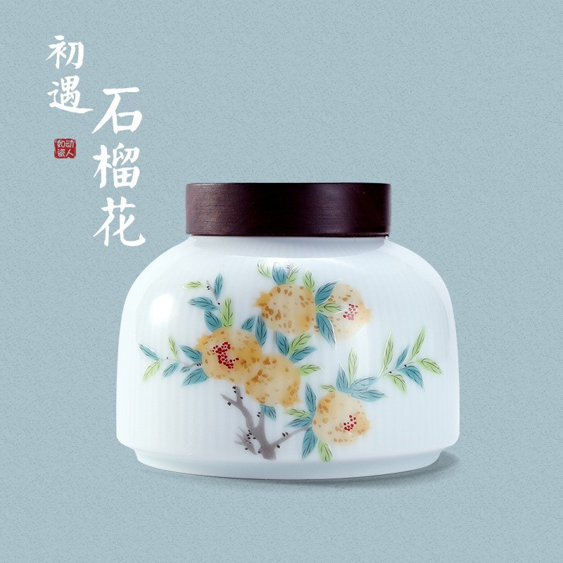 Hũ đựng trà hũ đựng trà gốm sứ gia dụng hũ kín chống ẩm hũ sứ trắng vừa hũ đựng trà hũ rỗng