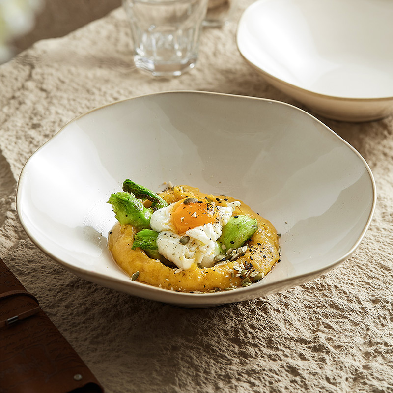 Bát hoa văn dòng Nước màu vàng gạo bát mì gốm Bát Canh Gia dụng Bát xô bát mì Ramen giá trị cao bát cơm sâu đẹp