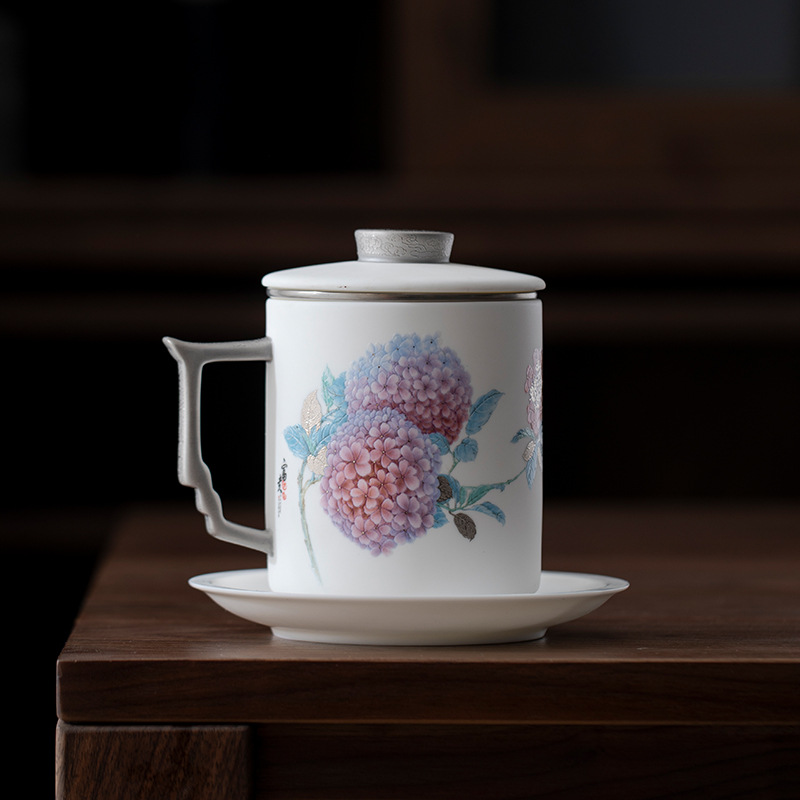 Ly sứ ngọc cao cấp dành cho nữ, tách trà nước, ly trà sang trọng nhẹ nhàng, có thể làm quà tặng cao cấp cho người lớn tuổi