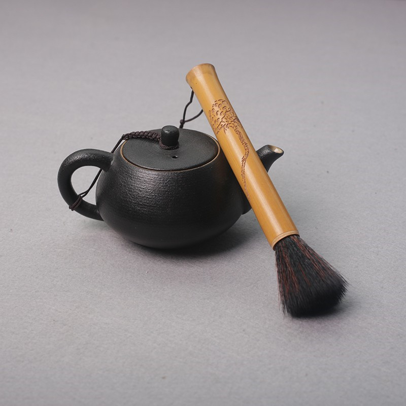 Bút nâng ấm, bàn chải trà không rụng lông bằng tre, bàn chải, Khay trà, bàn chải nâng ấm bằng gỗ, bàn chải trà, phụ kiện Bộ trà sáu quý ông trà đạo