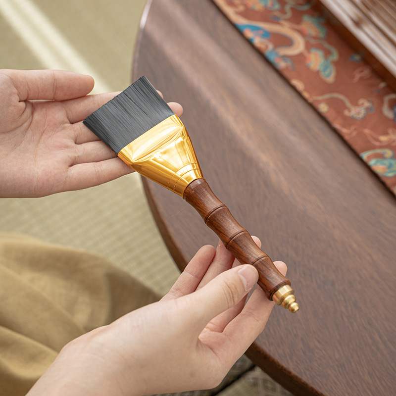 Bàn chải trà tre kiểu mới, bàn chải khay trà không có lông, bàn chải làm sạch, bàn chải nước trà, phụ kiện bộ trà gỗ nguyên khối bằng gỗ đàn hương đen