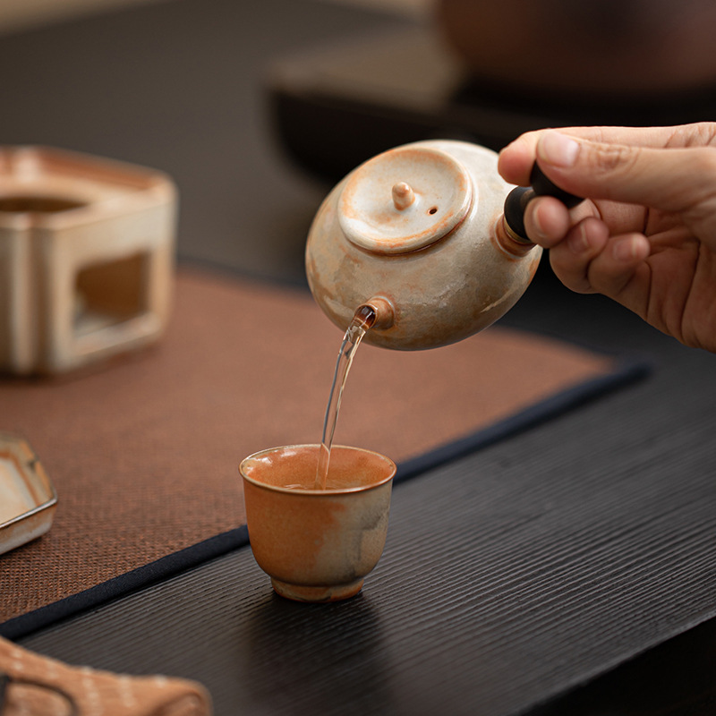 Ấm đun nước bên hông Shiino ấm pha trà gốm sứ mở cổ điển gia dụng không nóng ấm một ấm lọc bộ trà hộp quà