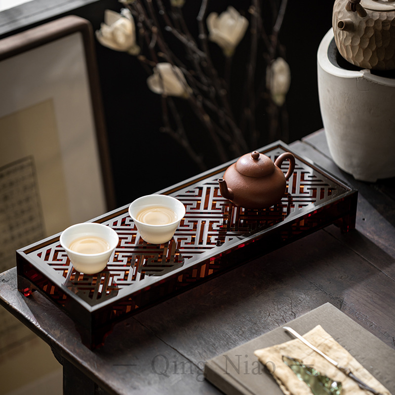 Khay trà mờ Acrylic bàn trà pha khô sang trọng ấm trà khay trà dụng cụ trà Kungfu gia dụng phụ kiện lỗ