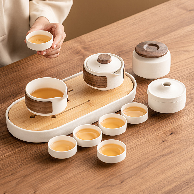 Ấm trà thiền tuyệt vời ấm trà cốc trà gia dụng dụng dụng cụ trà gốm sứ trọn bộ đơn giản cốc trà món ăn công sở cốc trà khay trà