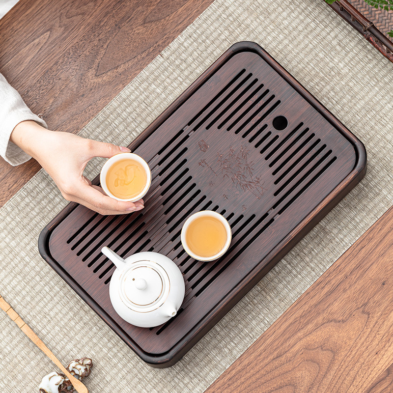Bộ trà loại nhỏ gia dụng bằng tre nặng sang trọng, Khay trà, bộ trà kiểu ráo nước, khay trà kiểu Nhật, khay trà Biển Trà