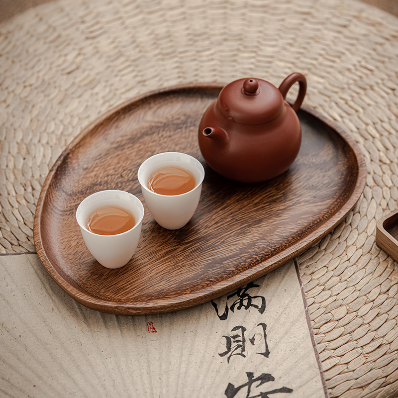 Khay trà Gỗ Óc Chó đen cực chay khay đựng trà loại nhỏ bằng gỗ nguyên bản hình chữ nhật kiểu Nhật gia dụng