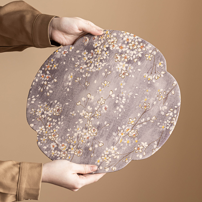 Thảm trải bàn trà mận tím thổ cẩm vải trải bàn trà thu hải đường vải trải bàn ủ khô cổ điển kiểu Trung Quốc phụ kiện bộ trà