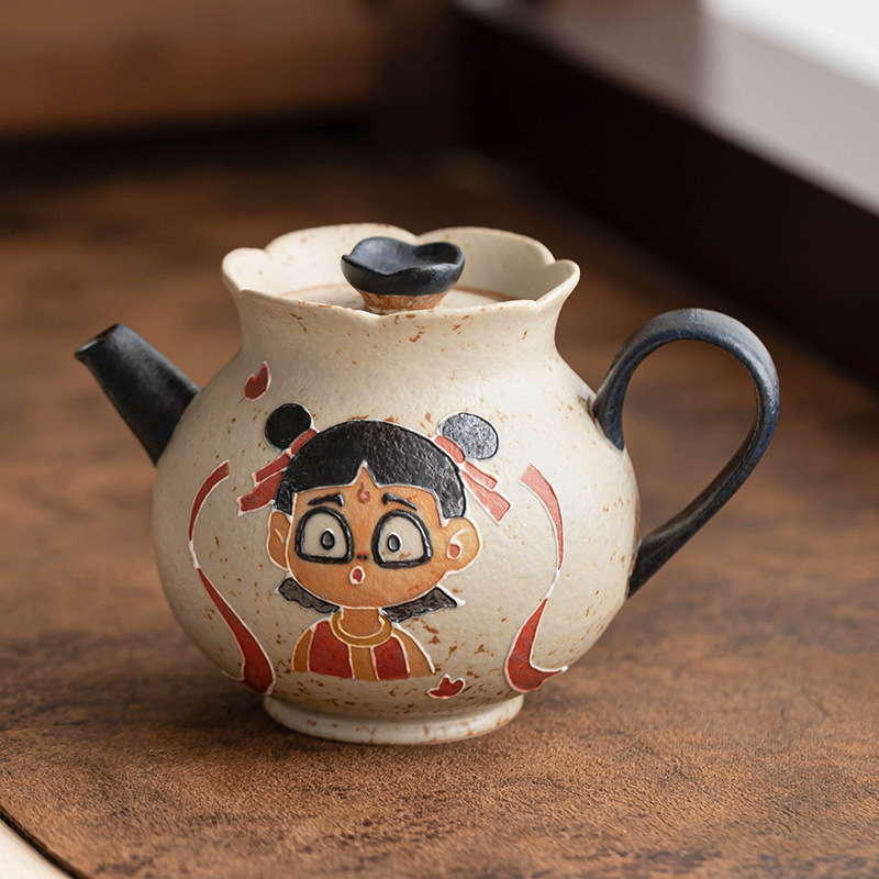 Ấm trà đỏ bằng đá lửa xanh trắng bằng gỗ làm trà gia dụng bằng gốm sứ cốc lọc ấm đơn cỡ nhỏ