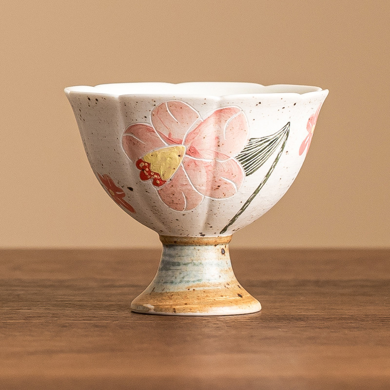 Cốc chủ nhân màu xám thực vật, cốc cánh sen chạm khắc mực, cốc trà cao cấp, cốc trà gia dụng gốm sứ, cốc trà, cốc trà