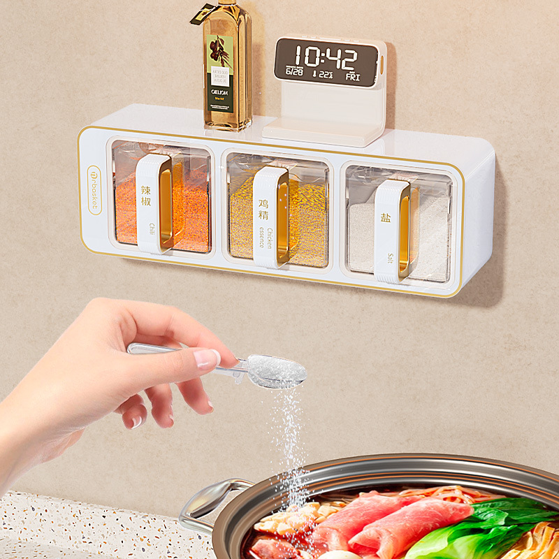 Hộp gia vị hộp gia vị hộp gia vị bột ngọt Muối treo tường bếp gia dụng hộp gia vị Treo Tường Hộp đựng gia vị Bộ hộp đựng gia vị