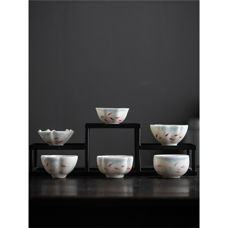 Vẽ tay chơi cá, cốc chủ, cốc trà Ru, cốc trà, cốc trà, cốc trà, cốc đơn gốm sứ cao cấp, quà lưu niệm