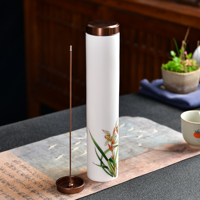 Bán buôn trực tiếp từ nhà máy, ống nhang trầm hương, bao bì hình trụ gốm, dòng sản phẩm trang trí thủ công, dòng trầm hương.